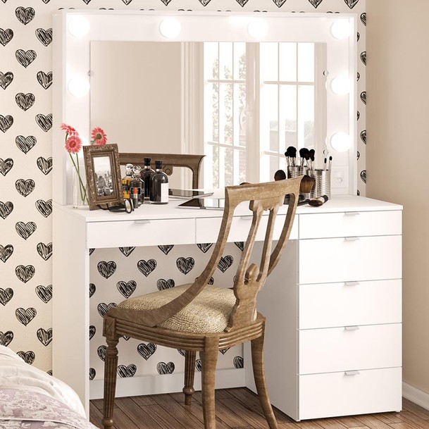 Penteadeira Las Vegas 7 Gavetas Branco - Panorama Sistemas