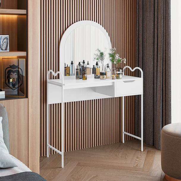 Penteadeira 1 Gaveta com Espelho Branco - Panorama Sistemas