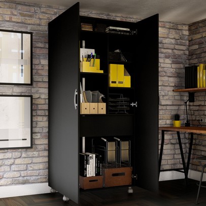 Armário para Escritório 2 Portas Preto - Panorama Sistemas