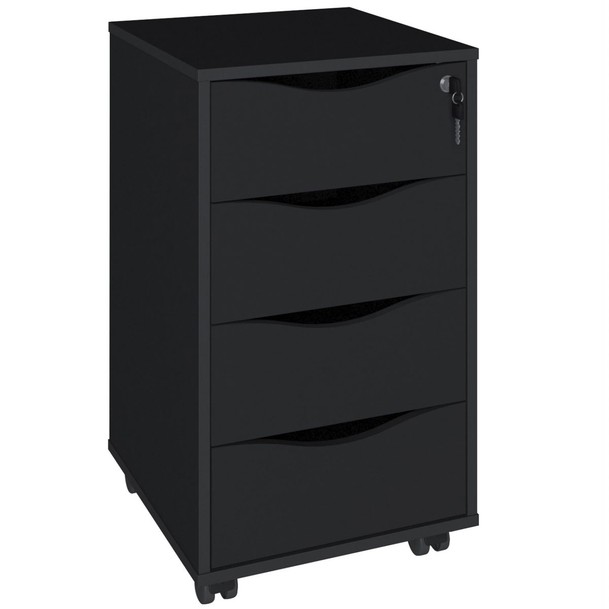 Gaveteiro 4 Gavetas com Chave Preto - Panorama Sistemas