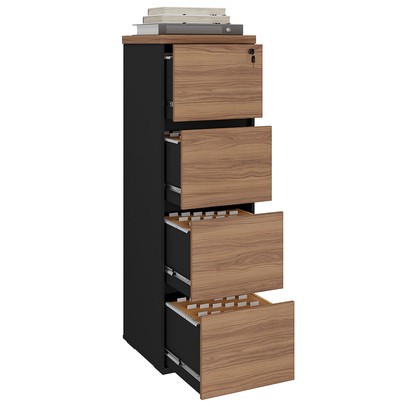 Gaveteiro Arquivo 4 Gavetas Marrom/Preto - Panorama Sistemas