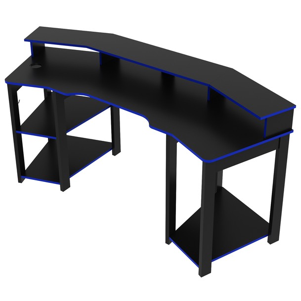 Mesa Gamer para 2 Monitores 3 Prateleiras Grafite - Panorama Sistemas