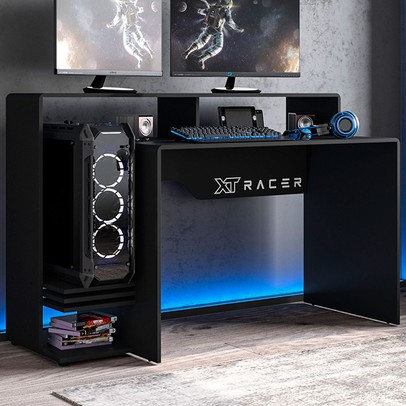 Mesa Gamer Expert 1 Prateleira Preto - Panorama Sistemas