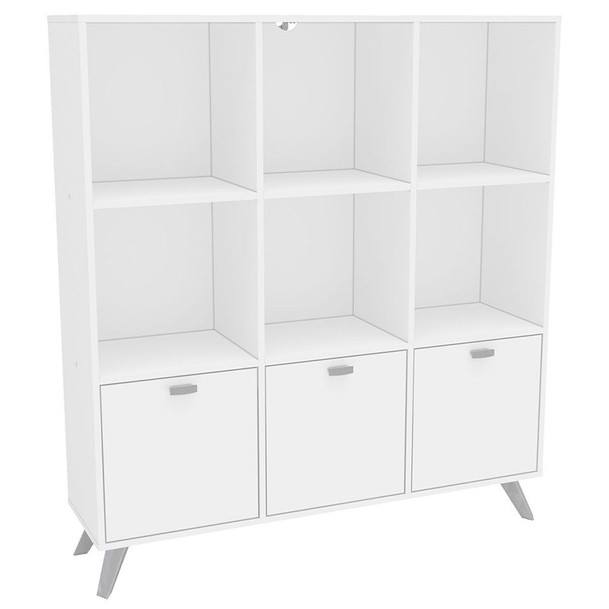 Estante para Livros 3 Portas 6 Nichos Branco - Panorama Sistemas