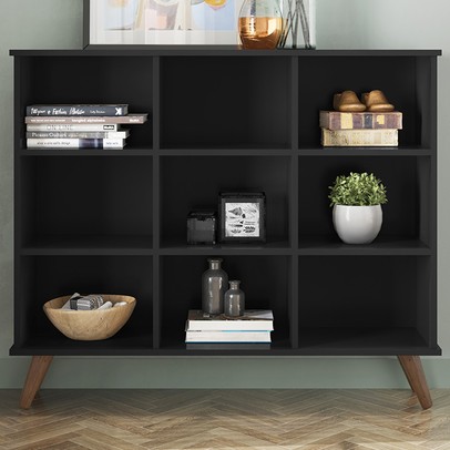 Estante para Livros 9 Nichos Preto - Panorama Sistemas