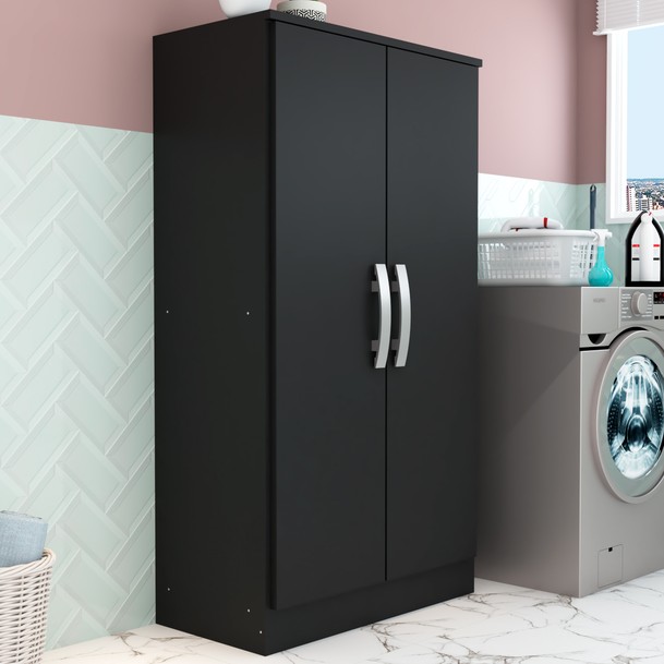 Armário Multiuso Atenas 2 Portas Preto - Panorama Sistemas