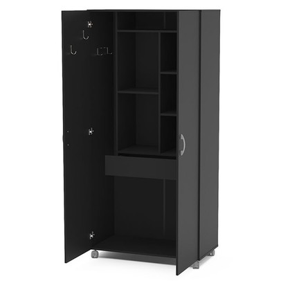 Armário Multiuso  2 Portas 1 Gaveta Preto - Panorama Sistemas