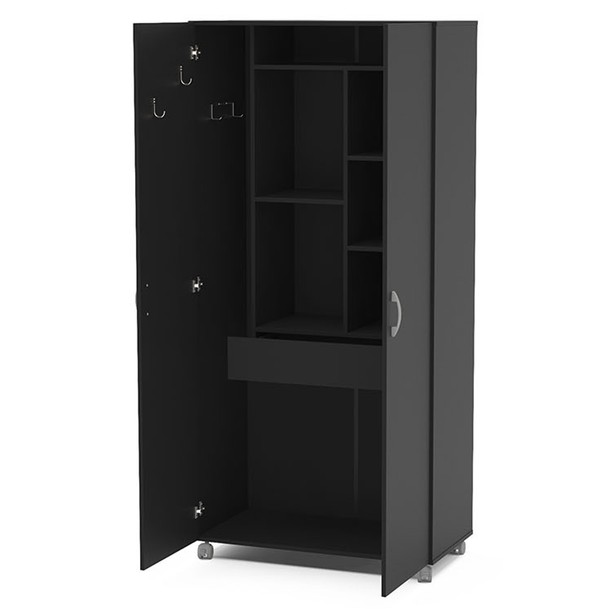 Armário Multiuso  2 Portas 1 Gaveta Preto - Panorama Sistemas