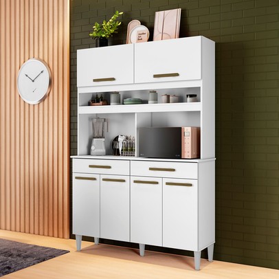 Armário de Cozinha 6 Portas 2 Gavetas Branco - Panorama Sistemas