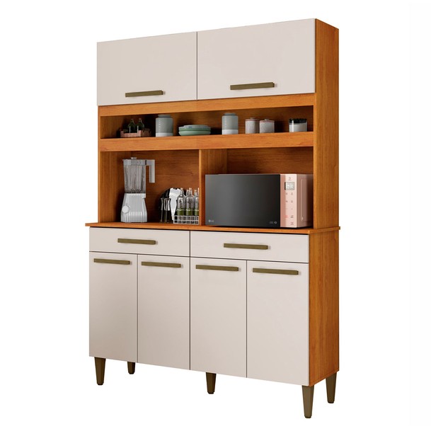 Armário de Cozinha 6 Portas 2 Gavetas Marrom/Bege - Panorama Sistemas