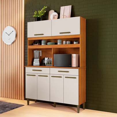 Armário de Cozinha 6 Portas 2 Gavetas Marrom/Bege - Panorama Sistemas