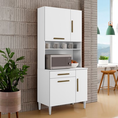 Armário de Cozinha 4 Portas 1 Gaveta Branco - Panorama Sistemas