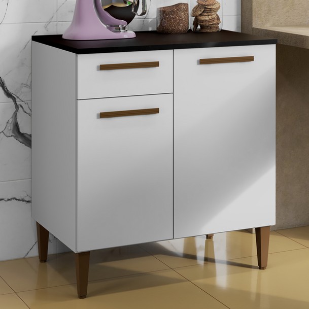 Armário de Cozinha 2 Portas 1 Gaveta Branco - Panorama Sistemas