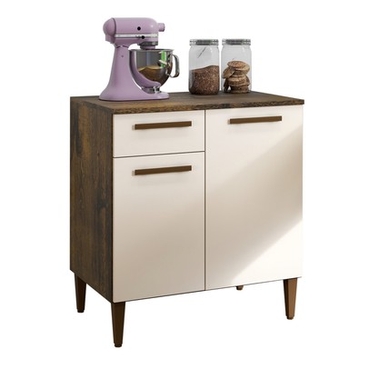 Armário de Cozinha 2 Portas 1 Gaveta Marrom/Bege - Panorama Sistemas