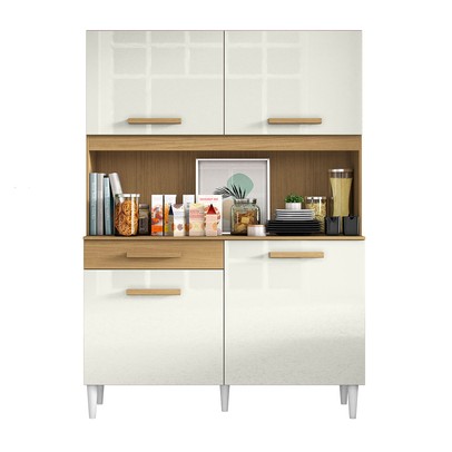 Armário de Cozinha 4 Portas 1 Gaveta Arcoz Marrom/Bege - Panorama Sistemas