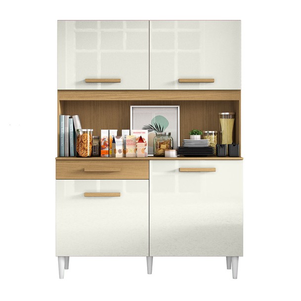 Armário de Cozinha 4 Portas 1 Gaveta Arcoz Marrom/Bege - Panorama Sistemas