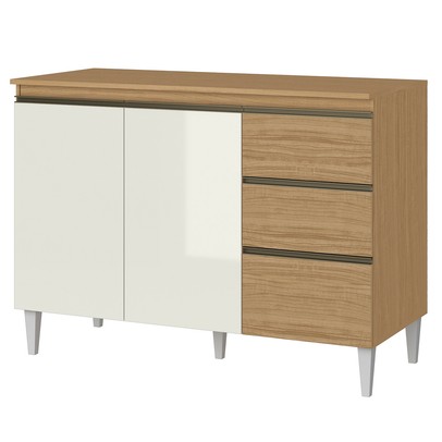 Balcão de Cozinha 3 Portas 2 Gavetas Marrom/Bege - Panorama Sistemas