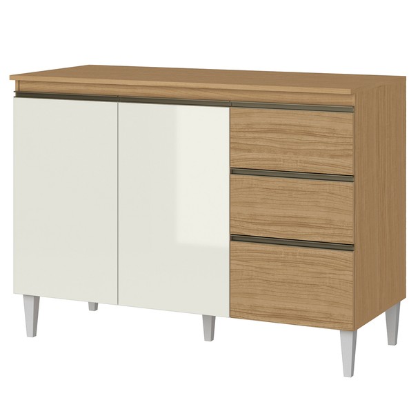 Balcão de Cozinha 3 Portas 2 Gavetas Marrom/Bege - Panorama Sistemas