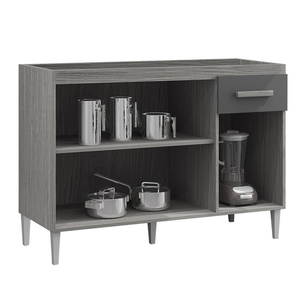 Balcão de Cozinha 3 Portas 1 Gaveta Pia Marrom/Bege - Panorama Sistemas