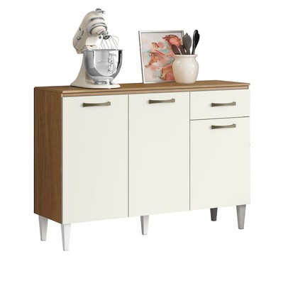 Balcão de Cozinha 3 Portas 1 Gaveta Marrom/Bege - Panorama Sistemas