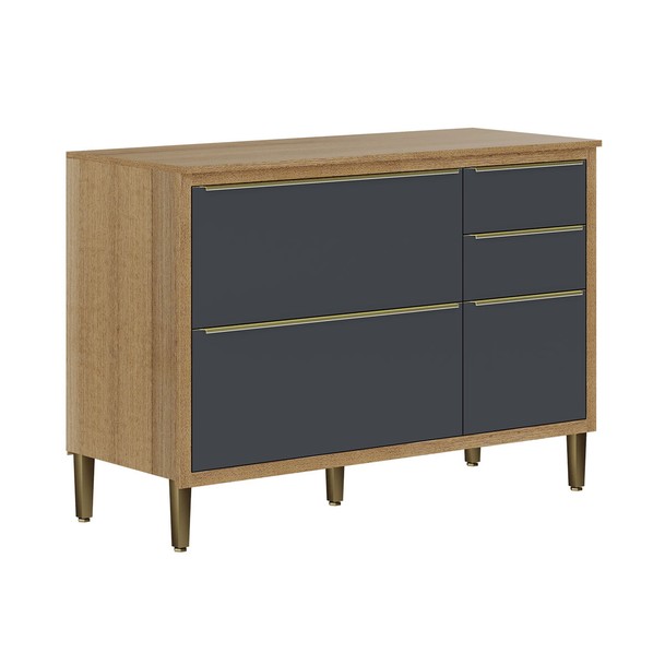 Balcão de Cozinha 3 Portas 2 Gavetas Marrom/Grafite - Panorama Sistemas