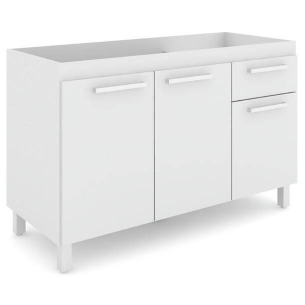 Balcão de Cozinha 3 Portas 1 Gaveta Pia Branco - Panorama Sistemas