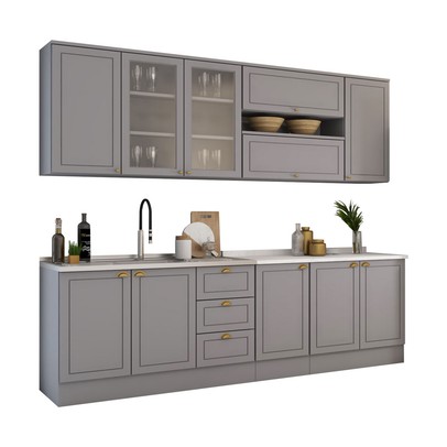 Cozinha Completa 10 Portas 3 Gavetas Grafite - Panorama Sistemas