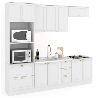 Cozinha Completa 10 Portas 5 Gavetas Branco - Panorama Sistemas