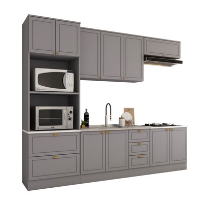 Cozinha Completa 10 Portas 5 Gavetas Grafite - Panorama Sistemas