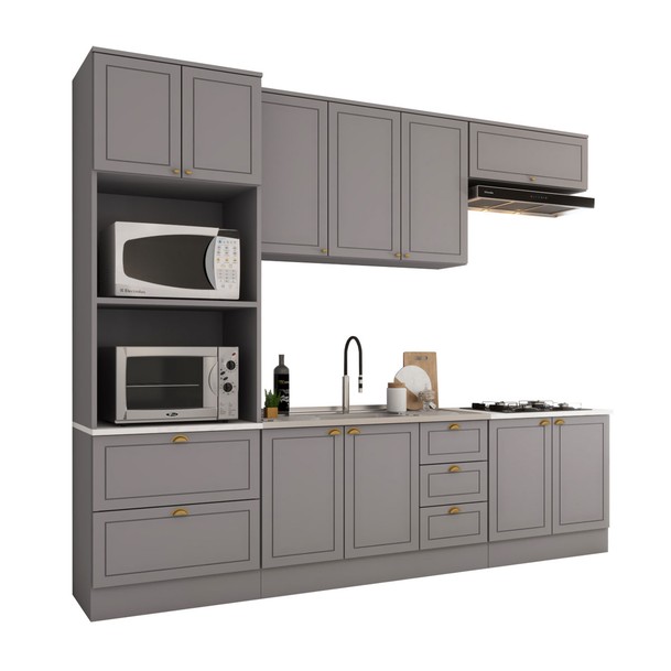 Cozinha Completa 10 Portas 5 Gavetas Grafite - Panorama Sistemas