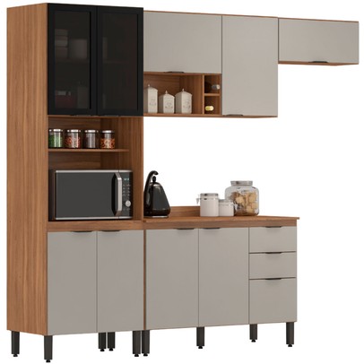 Cozinha Completa 10 Portas 2 Gavetas Marrom/Bege - Panorama Sistemas