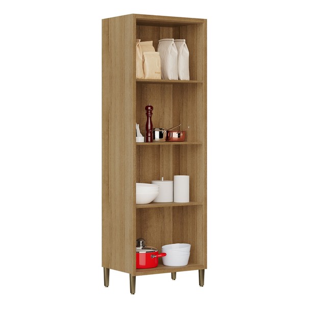 Paneleiro 4 Portas 3 Prateleiras Marrom/Grafite - Panorama Sistemas