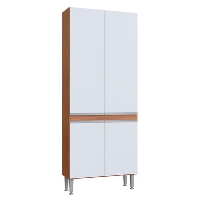 Paneleiro 4 Portas 2 Prateleiras Marrom/Branco - Panorama Sistemas