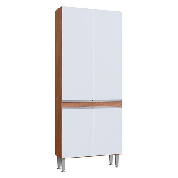 Paneleiro 4 Portas 2 Prateleiras Marrom/Branco - Panorama Sistemas