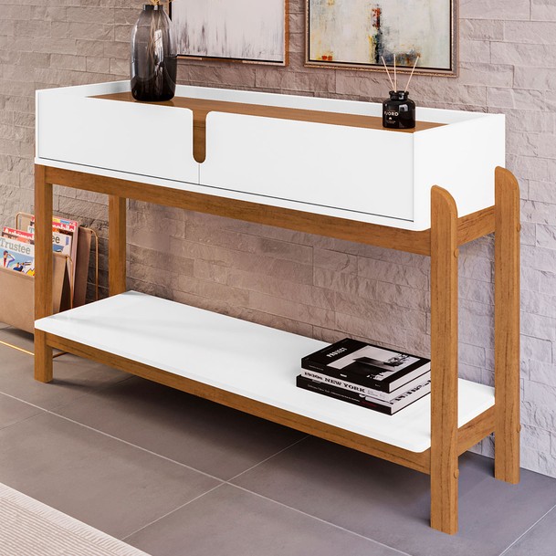 Aparador 2 Gavetas Marrom/Branco - Panorama Sistemas