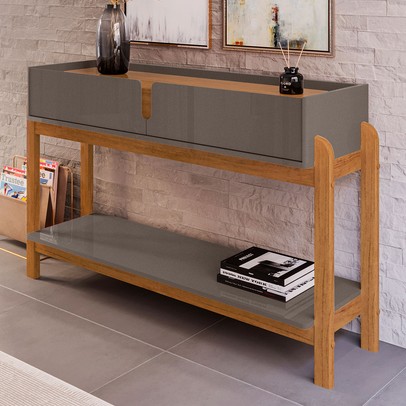 Aparador 2 Gavetas Marrom/Grafite - Panorama Sistemas