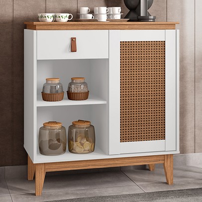 Aparador 1 Porta 1 Gaveta Marrom/Branco - Panorama Sistemas