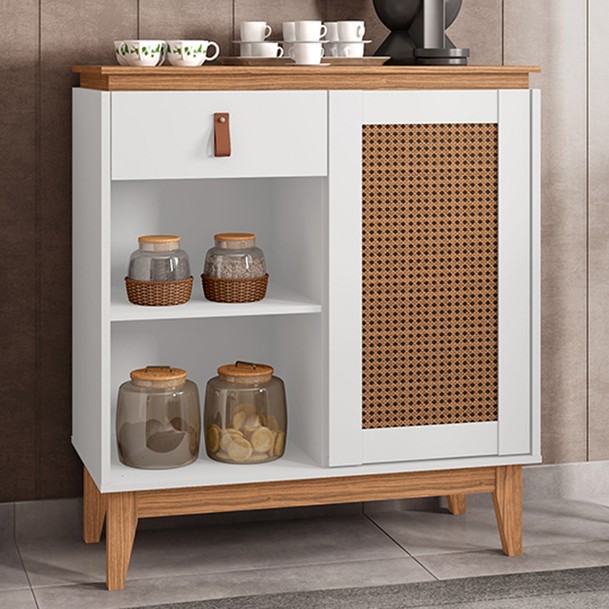 Aparador 1 Porta 1 Gaveta Marrom/Branco - Panorama Sistemas