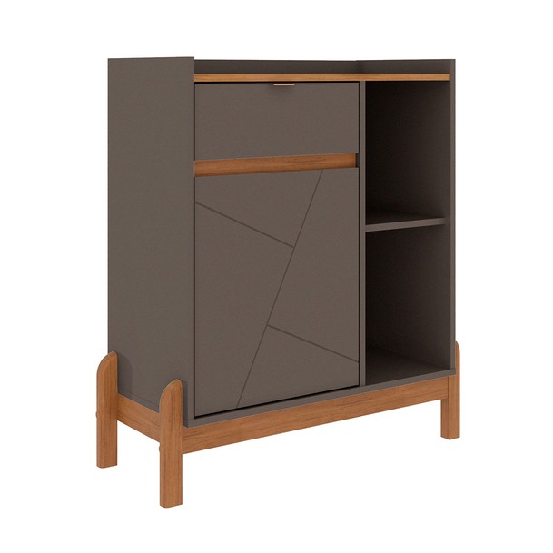 Aparador 1 Porta 1 Gaveta Apdr Marrom/Grafite - Panorama Sistemas