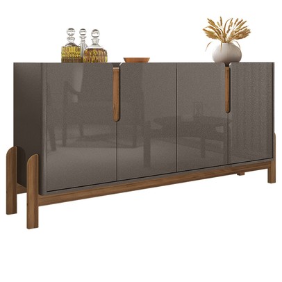 Balcão Buffet 4 Portas Marrom/Grafite - Panorama Sistemas