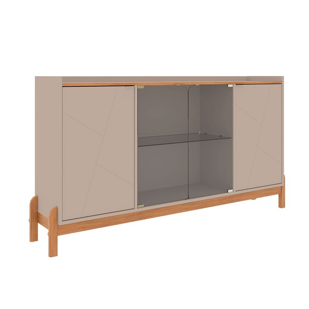 Balcão Buffet 4 Portas 3 Prateleiras Marrom/Bege - Panorama Sistemas