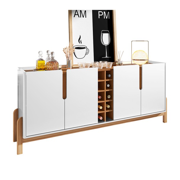 Balcão Buffet 4 Portas Adega Marrom/Branco - Panorama Sistemas