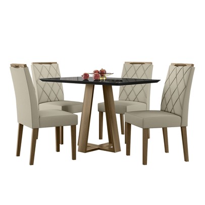 Mesa de Jantar 4 Lugares Letus Marrom/Preto - Panorama Sistemas