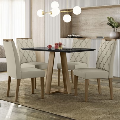 Mesa de Jantar 4 Lugares Letus Marrom/Preto - Panorama Sistemas