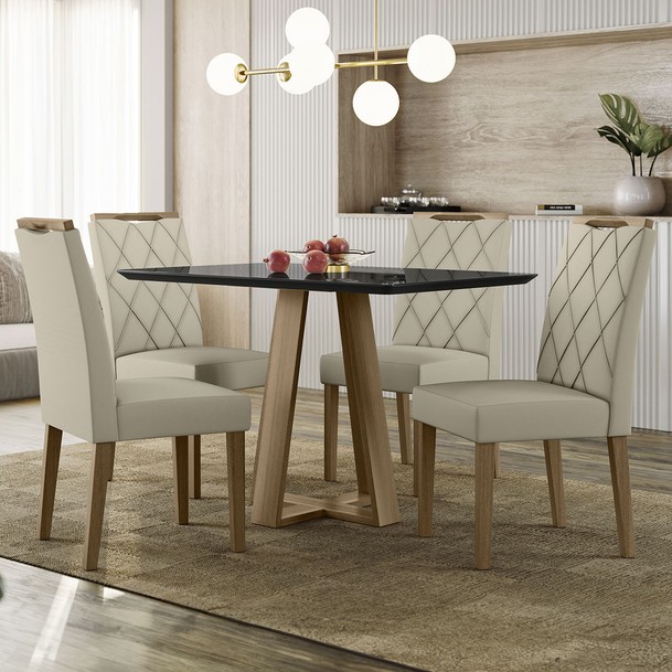 Mesa de Jantar 4 Lugares Letus Marrom/Preto - Panorama Sistemas