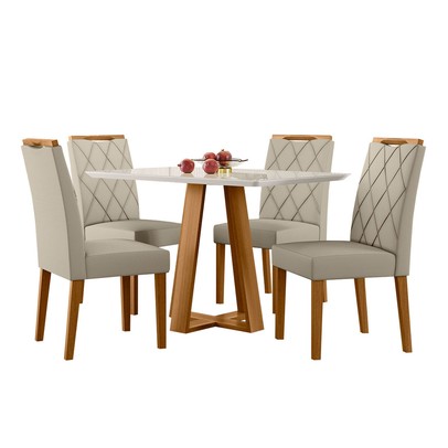 Mesa de Jantar 4 Lugares Letus Marrom/Bege - Panorama Sistemas