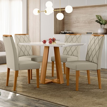 Mesa de Jantar 4 Lugares Letus Marrom/Bege - Panorama Sistemas