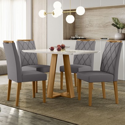 Mesa de Jantar 4 Lugares Letus Marrom/Grafite - Panorama Sistemas