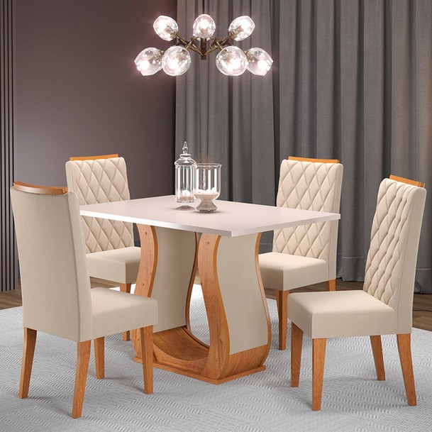 Mesa de Jantar 4 Lugares Anges Marrom/Bege - Panorama Sistemas