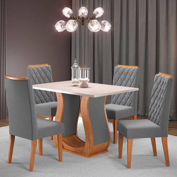 Mesa de Jantar 4 Lugares Anges Marrom/Grafite - Panorama Sistemas